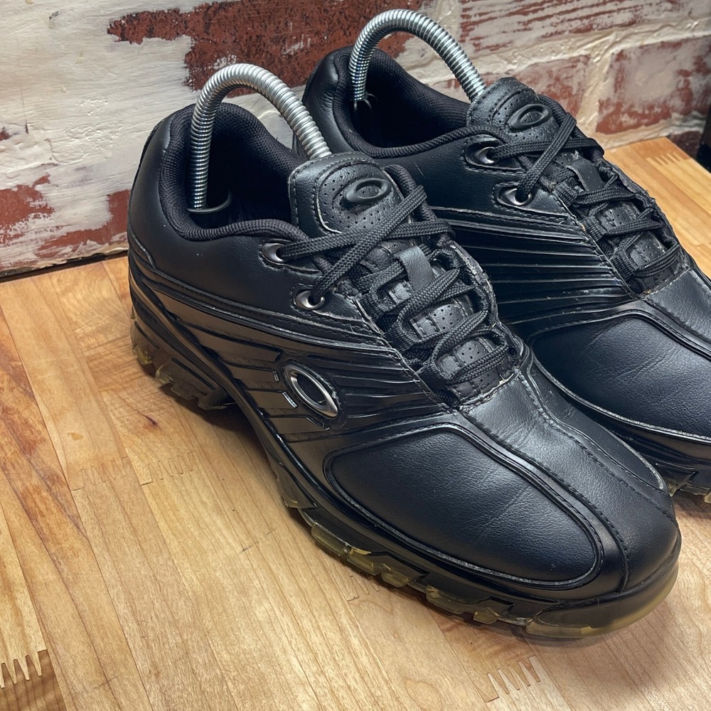 VTG Oakley 2.0 Golf Shoes Mens 7 Black Leather Technical Cleated Sneakers Low